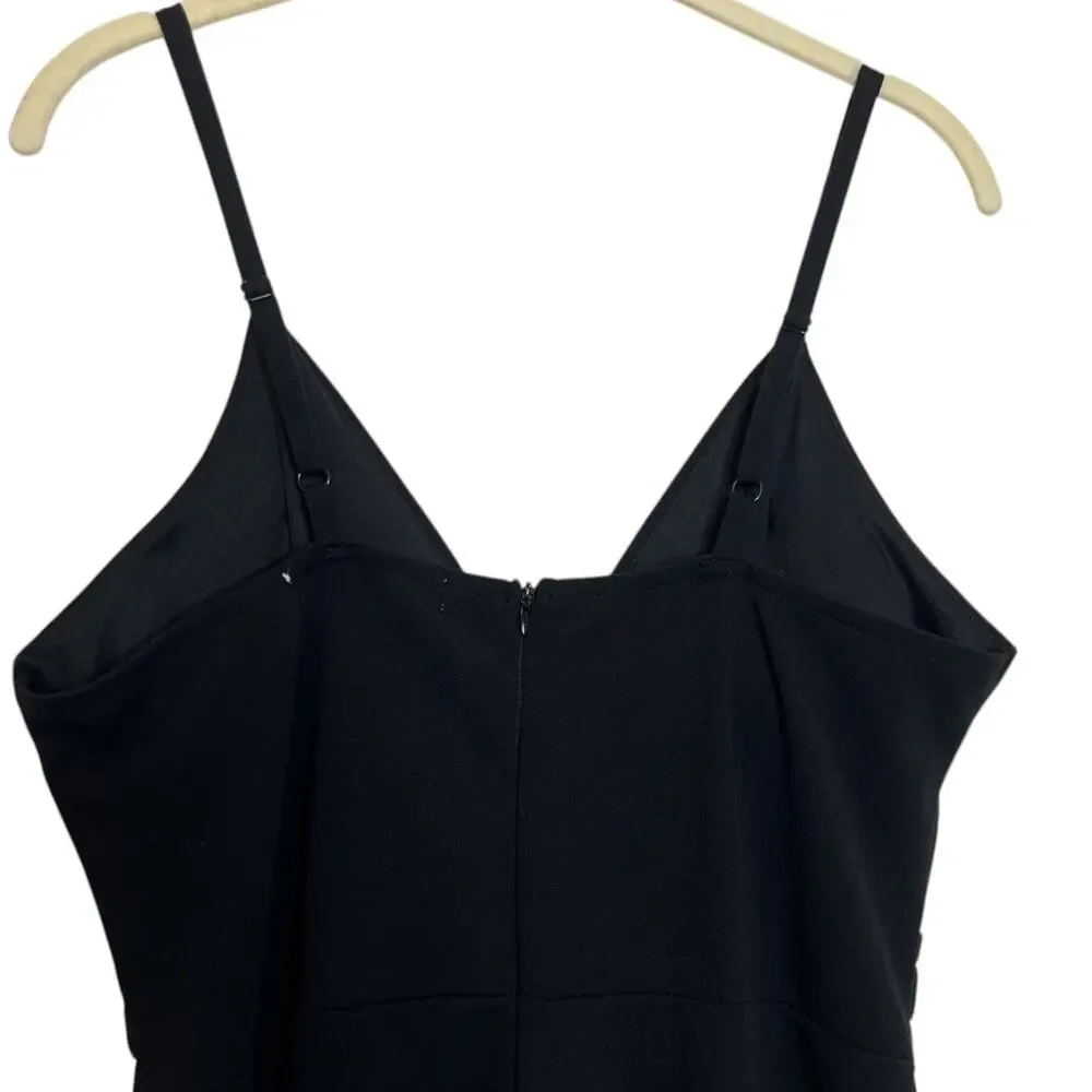 Almost Famous Wide Leg Jumpsuit Gold Chain Accent Black Size Large